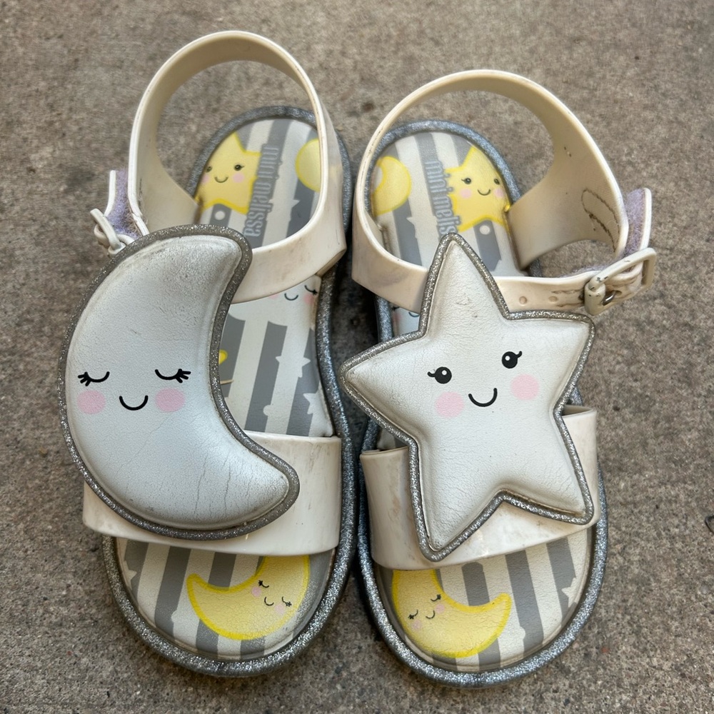 Little Girl Mini Melissa Star and Moon Rubber Sandals Size 10